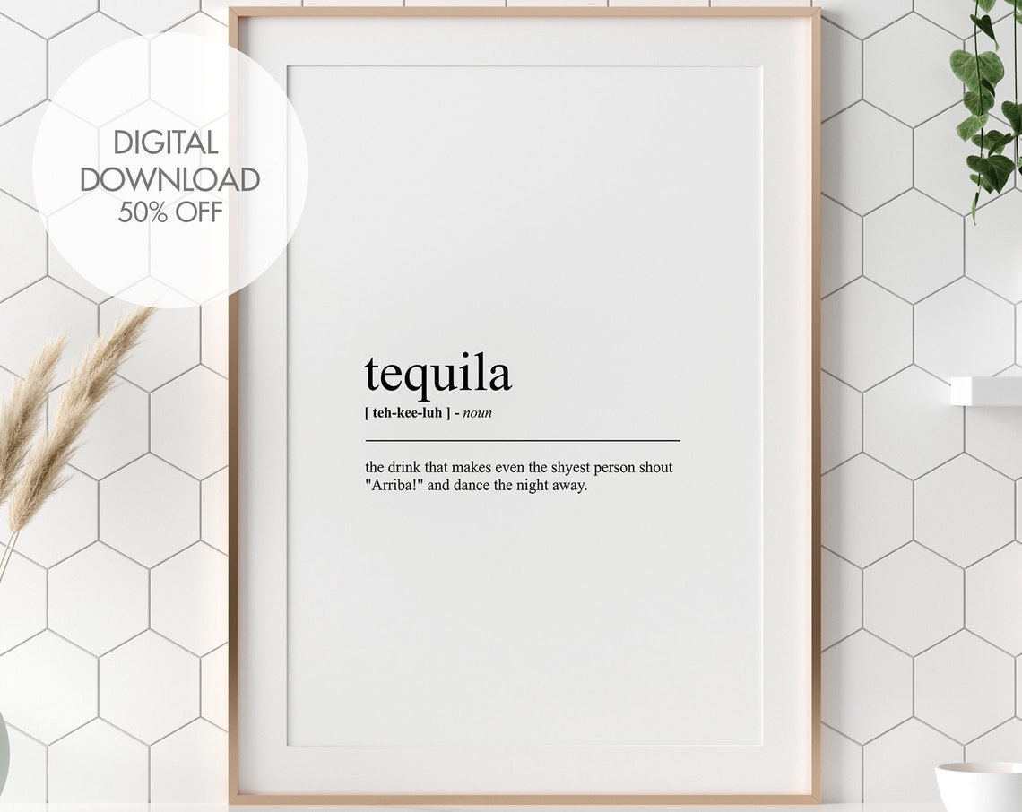 Tequila Funny Definition Drink Dictionary Art Party Wall Poster