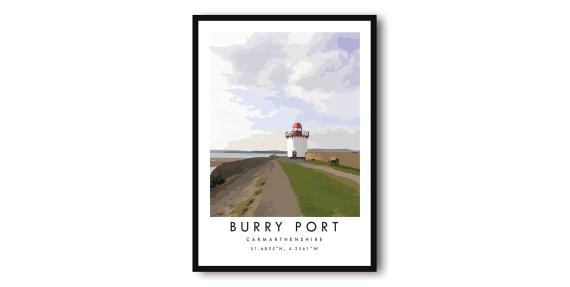 Burry Port Lighthouse Travel Print, Carmarthenshire