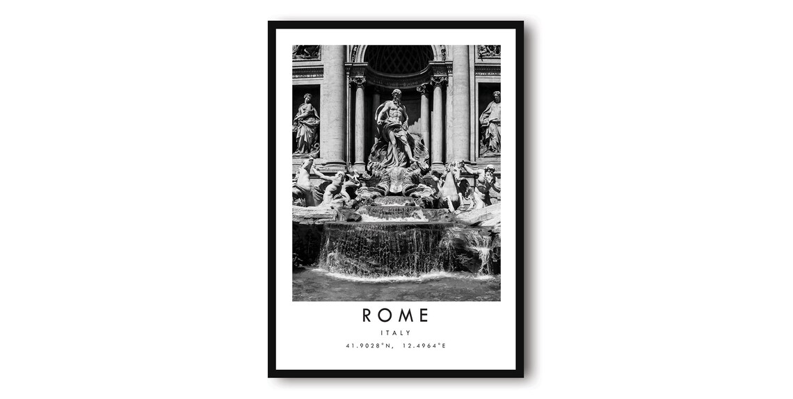 Trevi Fountain Rome Minimalist Travel Poster