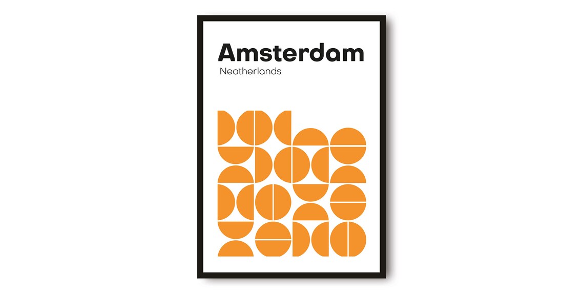 Amsterdam Netherlands Geometric Minimalist City Travel Poster