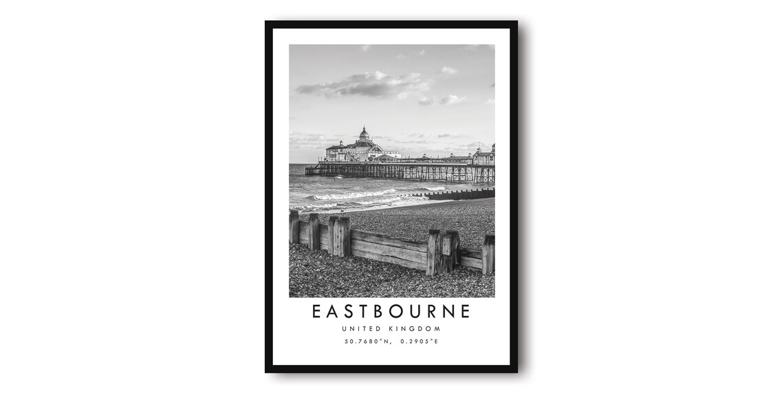 Eastbourne Pier Black And White United Kingdom Seaside Travel Poster