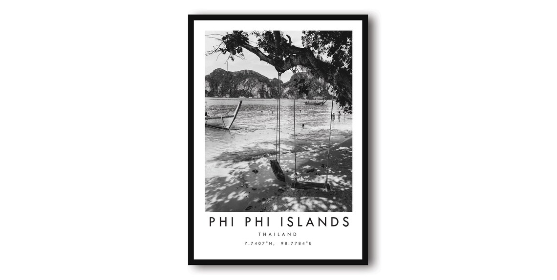 Phi Islands Minimalist Travel Poster, Thailand