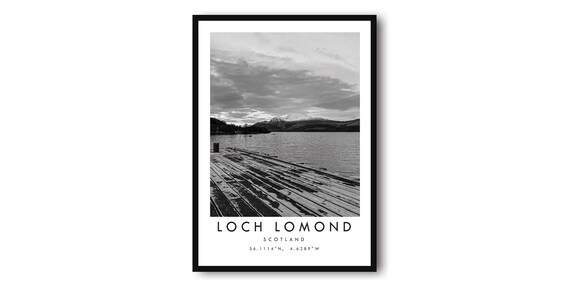 Loch Lomond Black And White Minimalist Travel Poster