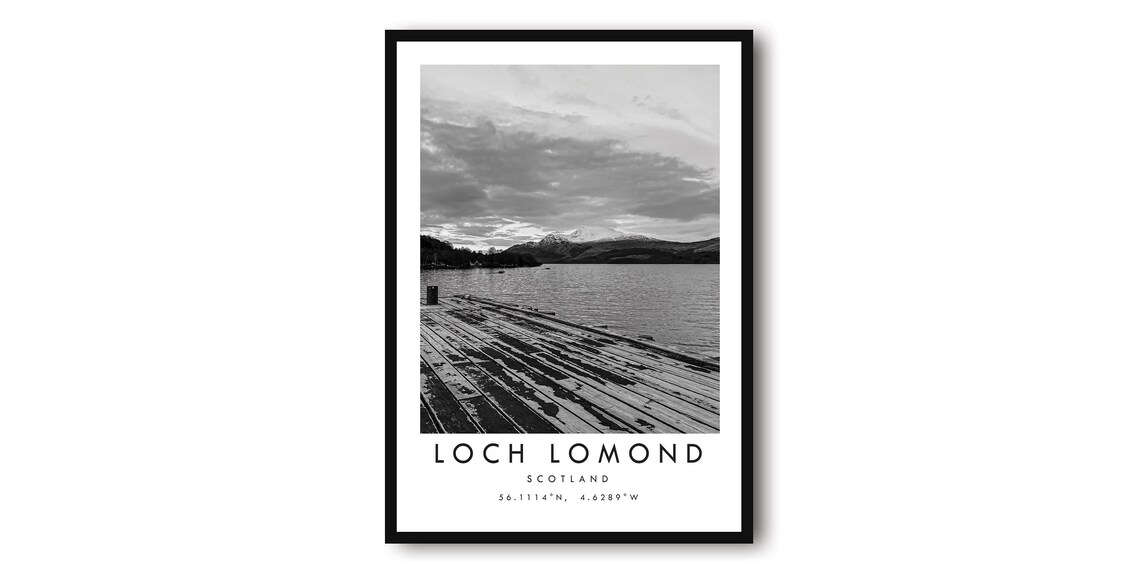 Loch Lomond Black And White Minimalist Travel Poster