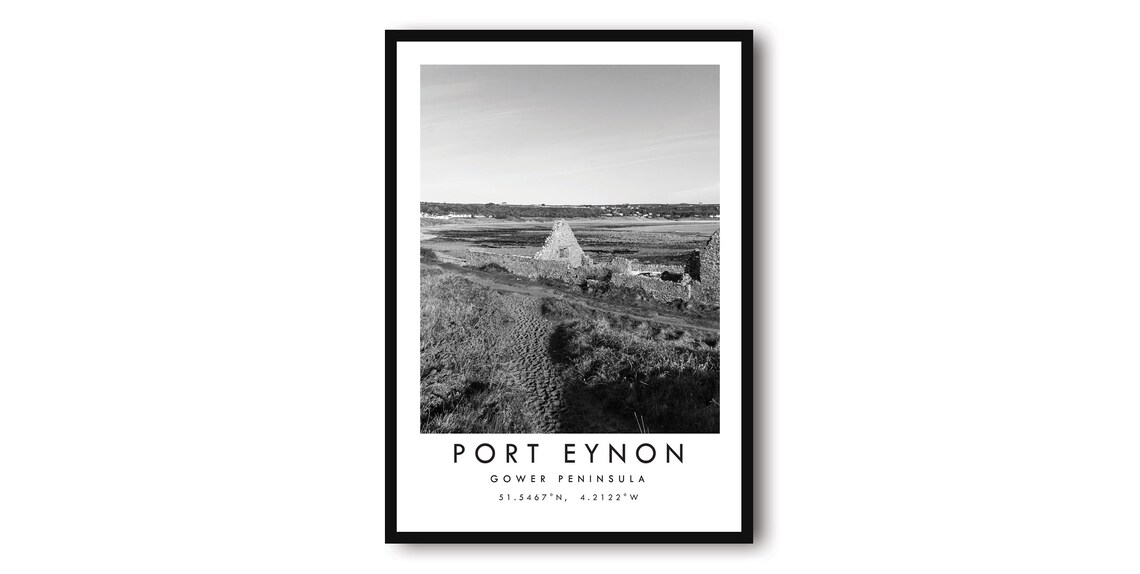 Port Eynon Gower Contemporary Minimalist Travel Poster