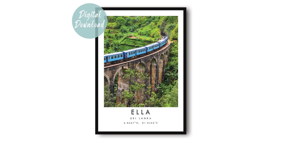 Ella Sri Lanka Blue Train Nine Arch Bridge Jungle Travel Poster