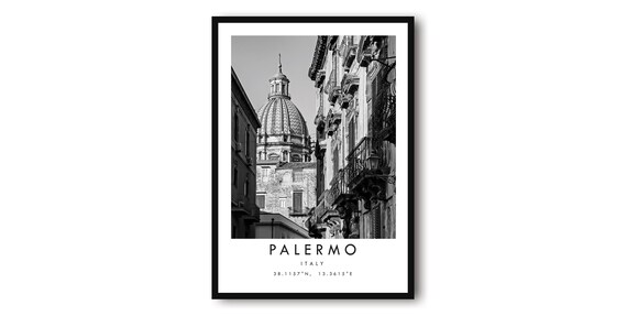 Palermo Italy Black And White Cityscape Art Print