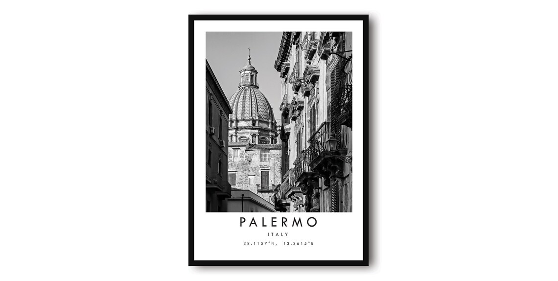 Palermo Italy Black And White Cityscape Art Print
