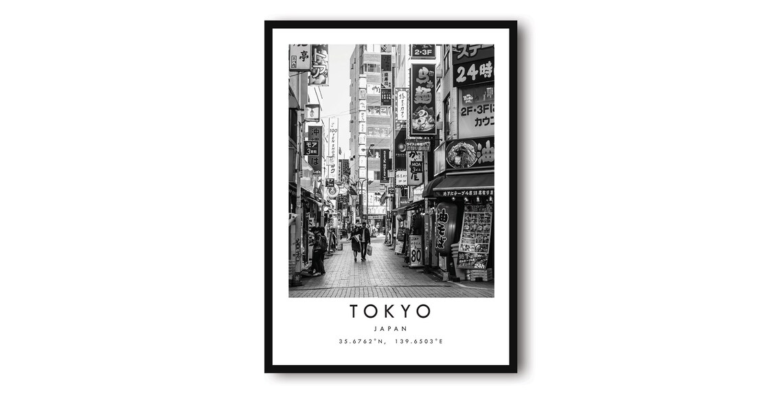 Tokyo Travel Print, Japan Black and White Minimalist