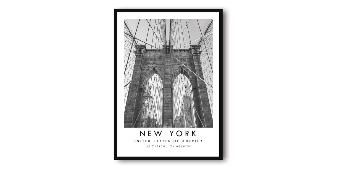 New York Black And White Minimalist Travel Poster
