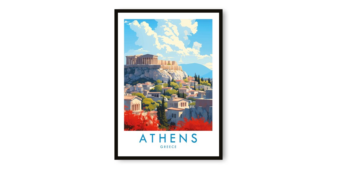 Athens Travel Poster, Greece Travel Poster