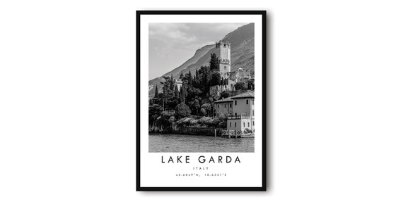 Lake Garda Black and White Travel Poster
