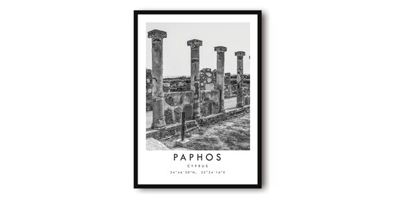 Paphos Black And White Minimalist Travel Poster