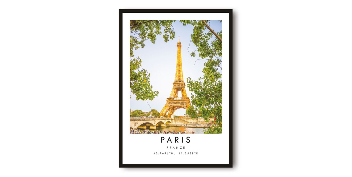 Paris Eiffel Tower France Minimalist Color Photo Travel Poster