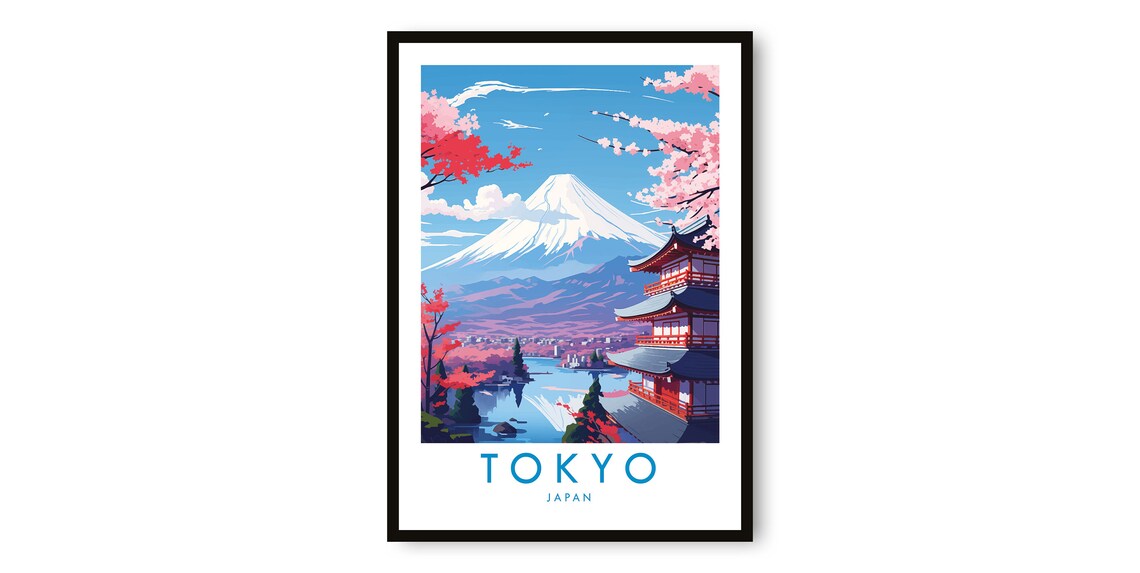 Tokyo Travel Poster, Japan Vacation Wall Art Print