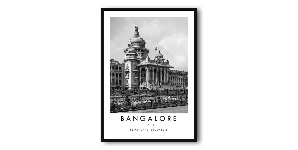 Bangalore India Black And White Travel Poster