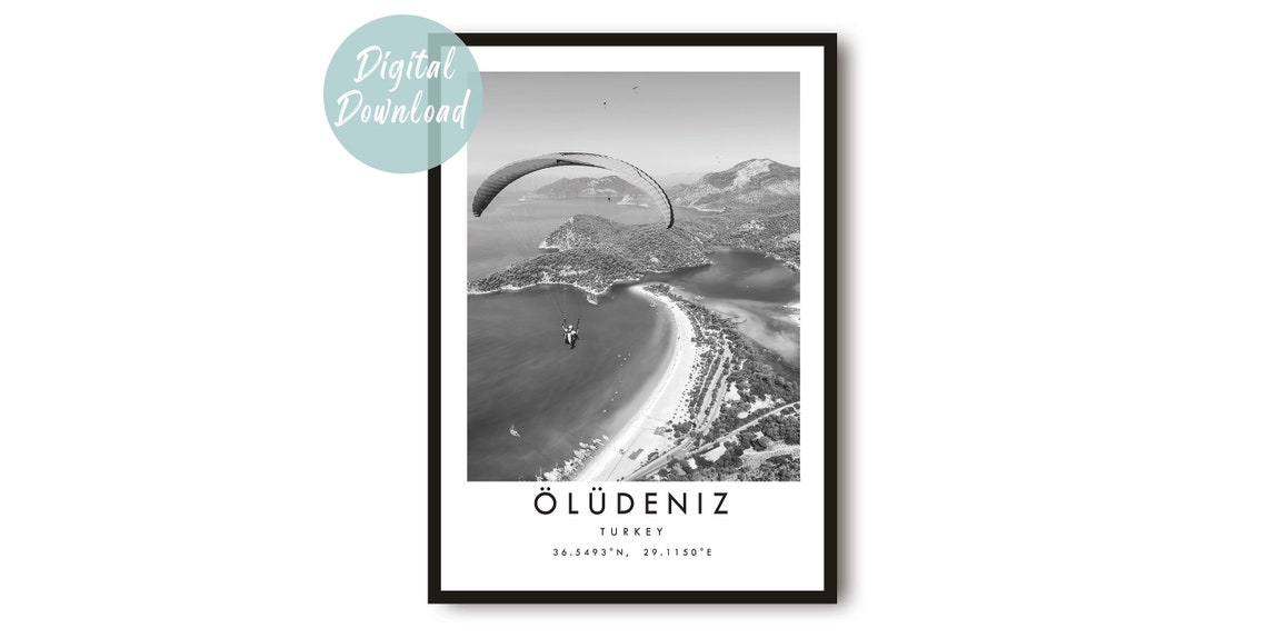 Oludeniz Turkey Paragliding Over the Blue Lagoon Travel Poster