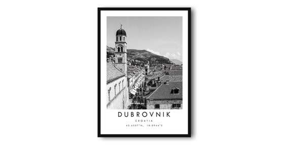 Dubrovnik Black And White Travel Poster