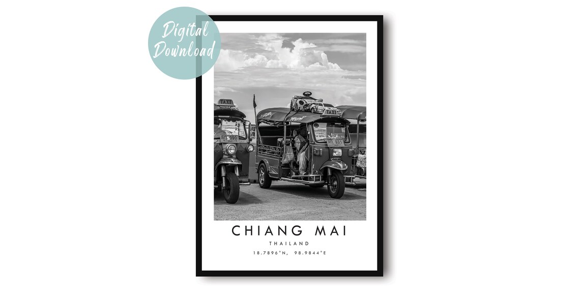 Chiang Mai Travel Poster, Asia City Print