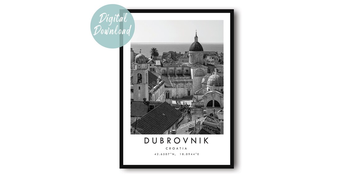 Dubrovnik Travel Poster, Croatian City Art Print