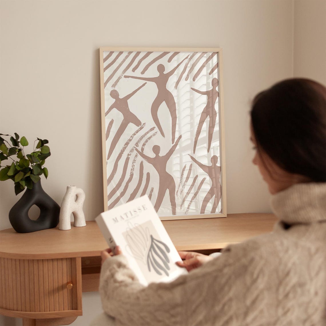 Dancing Figures In Neutral Tones Minimalist Abstract Wall Art Modern Earth Tone Print Contemporary Home Decor Print - Image 3
