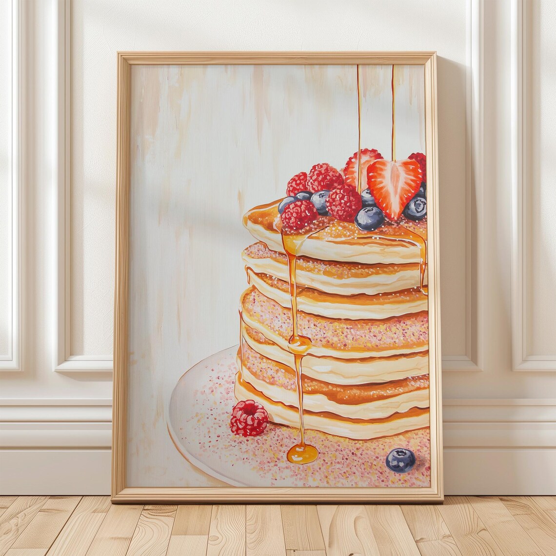 Berry Pancake Art Print, Colorful Foodie Decor