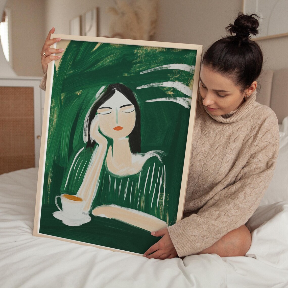 Relaxing Woman With Coffee, Minimalist Art Print - Image 2