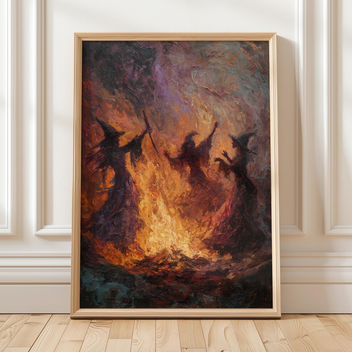 Witches Dancing Around Fire, Halloween Poster