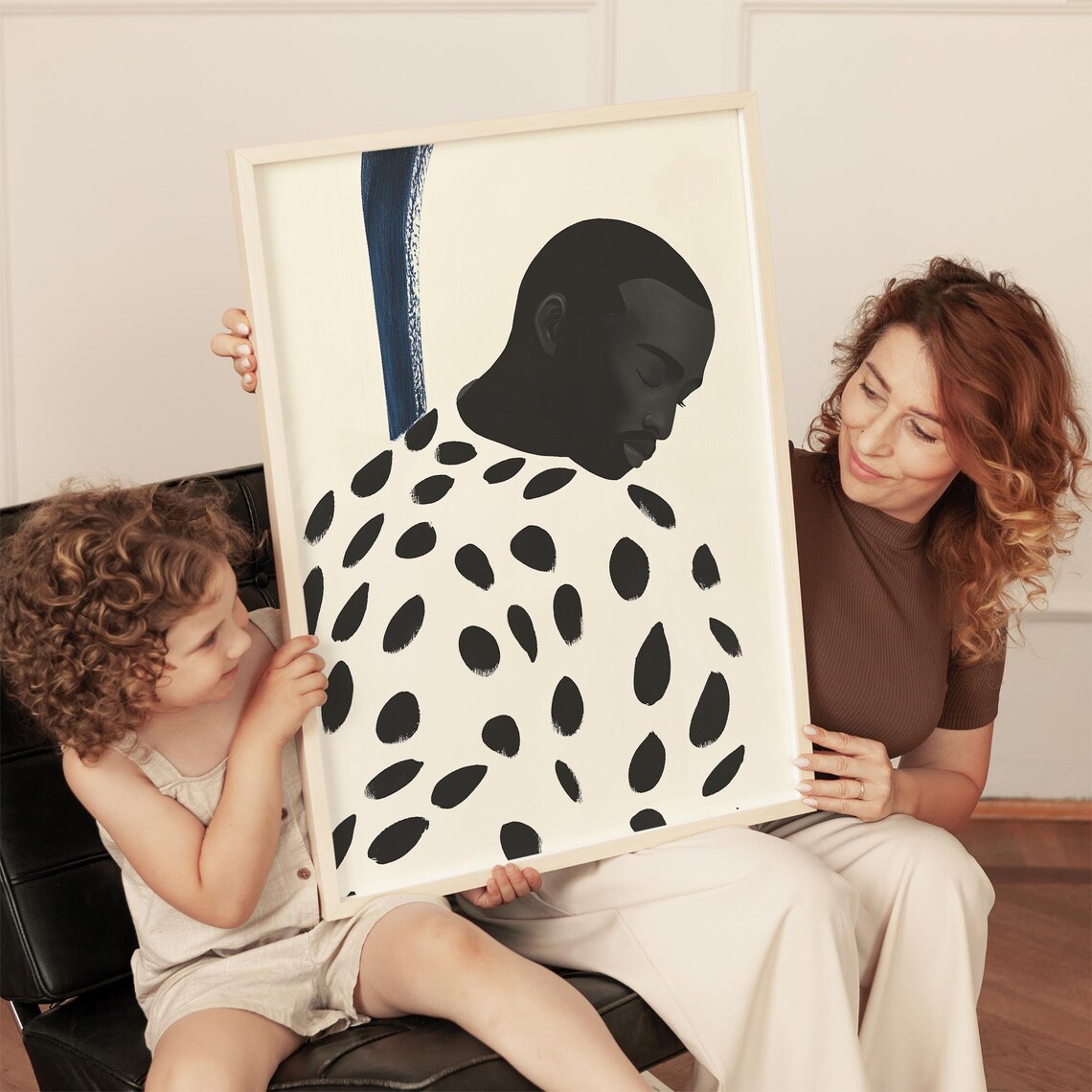 Serene Afro Man Portrait, Minimalist Abstract Art Print - Image 4