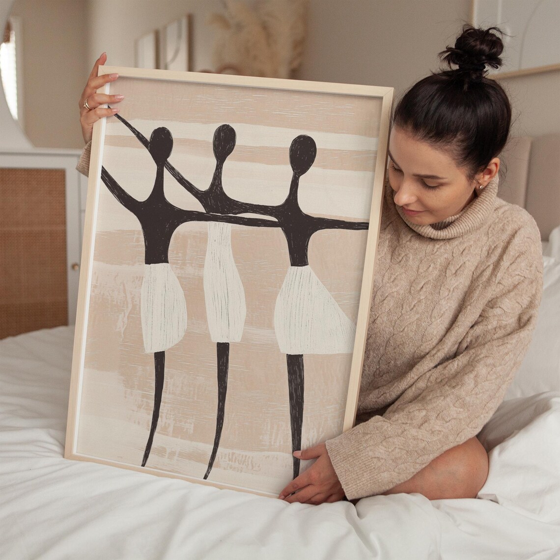 Elegant Trio Dancing Silhouettes, Minimalist Abstract - Image 4