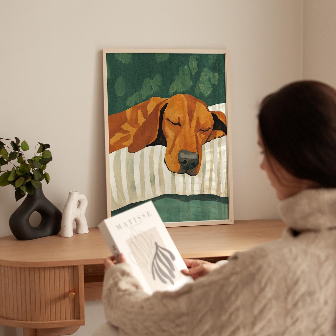 Relaxing Dog Art Print, Minimalist Pet Decor - Image 4