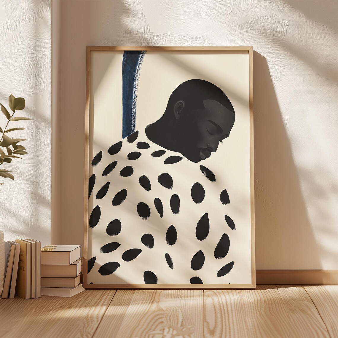 Serene Afro Man Portrait, Minimalist Abstract Art Print - Image 5