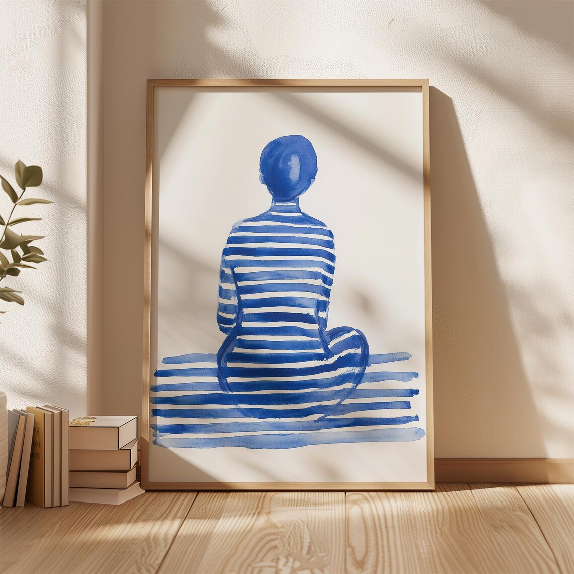 Minimalist Blue Stripe Modern Abstract Artwork