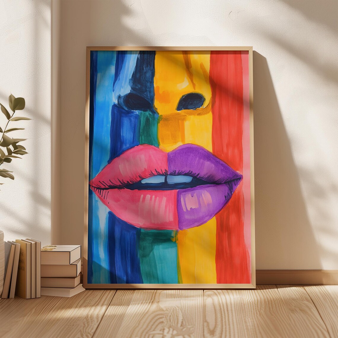 Colorful Lips Art Print Modern Abstract Wall Art Rainbow Pop Art Home Decor Vibrant Contemporary Artwork - Image 4