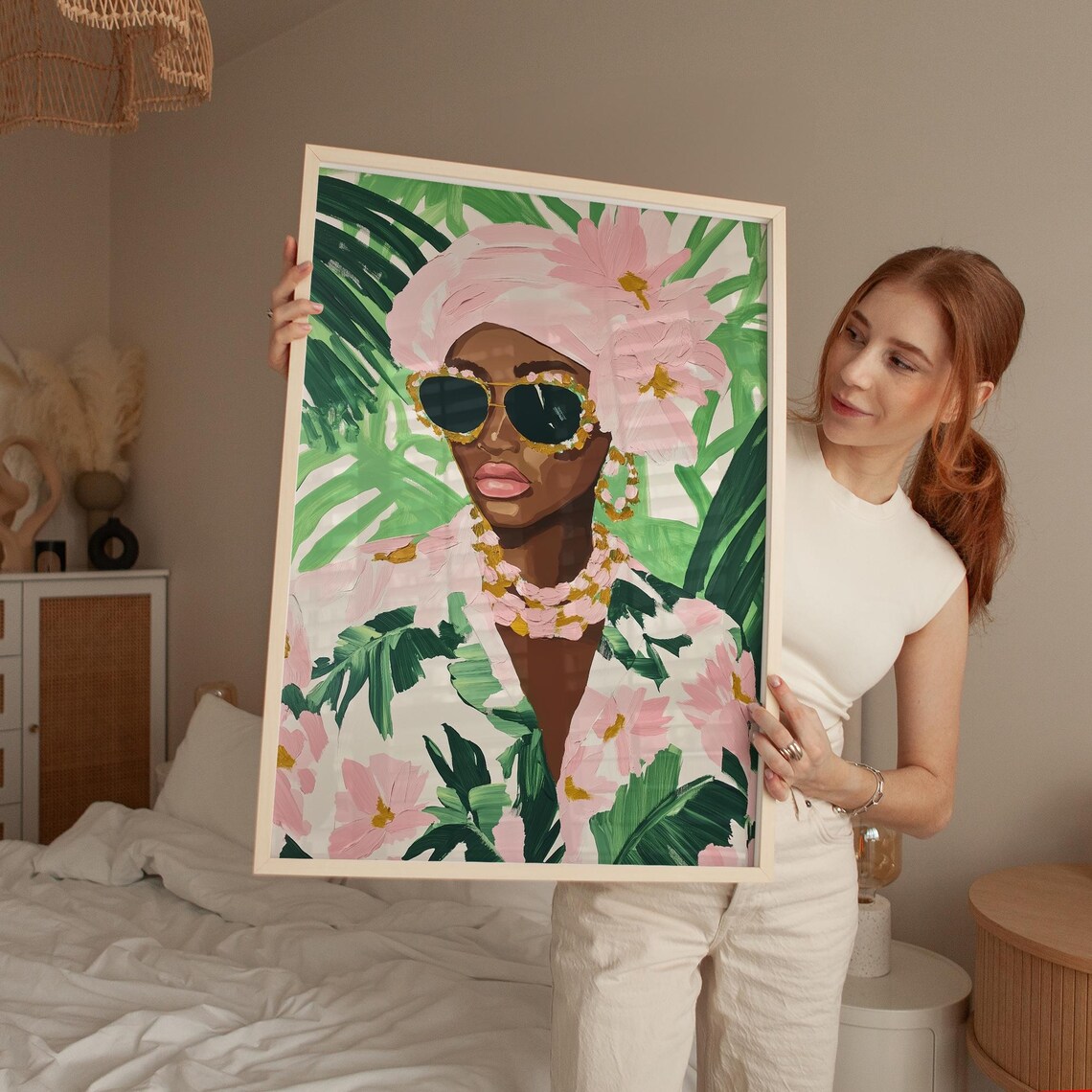 Tropical Floral Woman, Modern Feminine Decor - Image 4