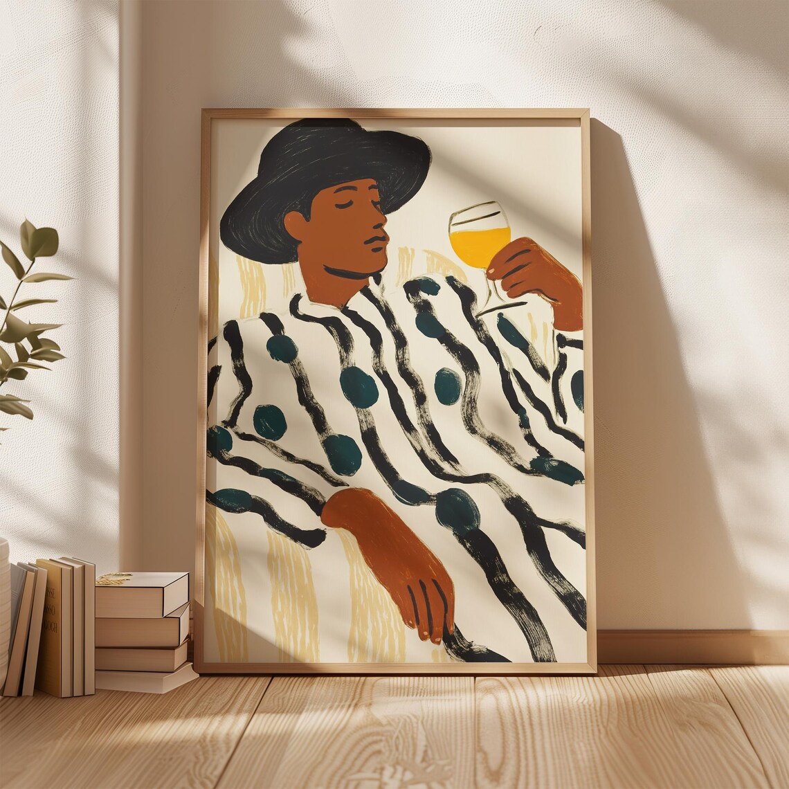 Relaxed Man With Hat, Modern Abstract Art