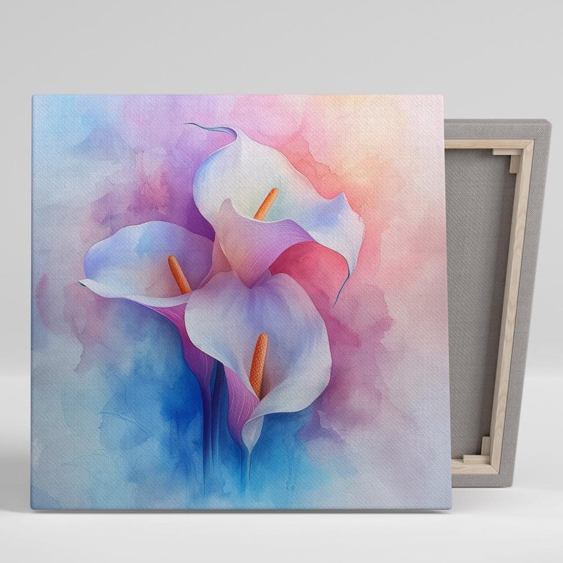 Soft Pastel Calla Lily Watercolor Floral Abstract Wall Art Print