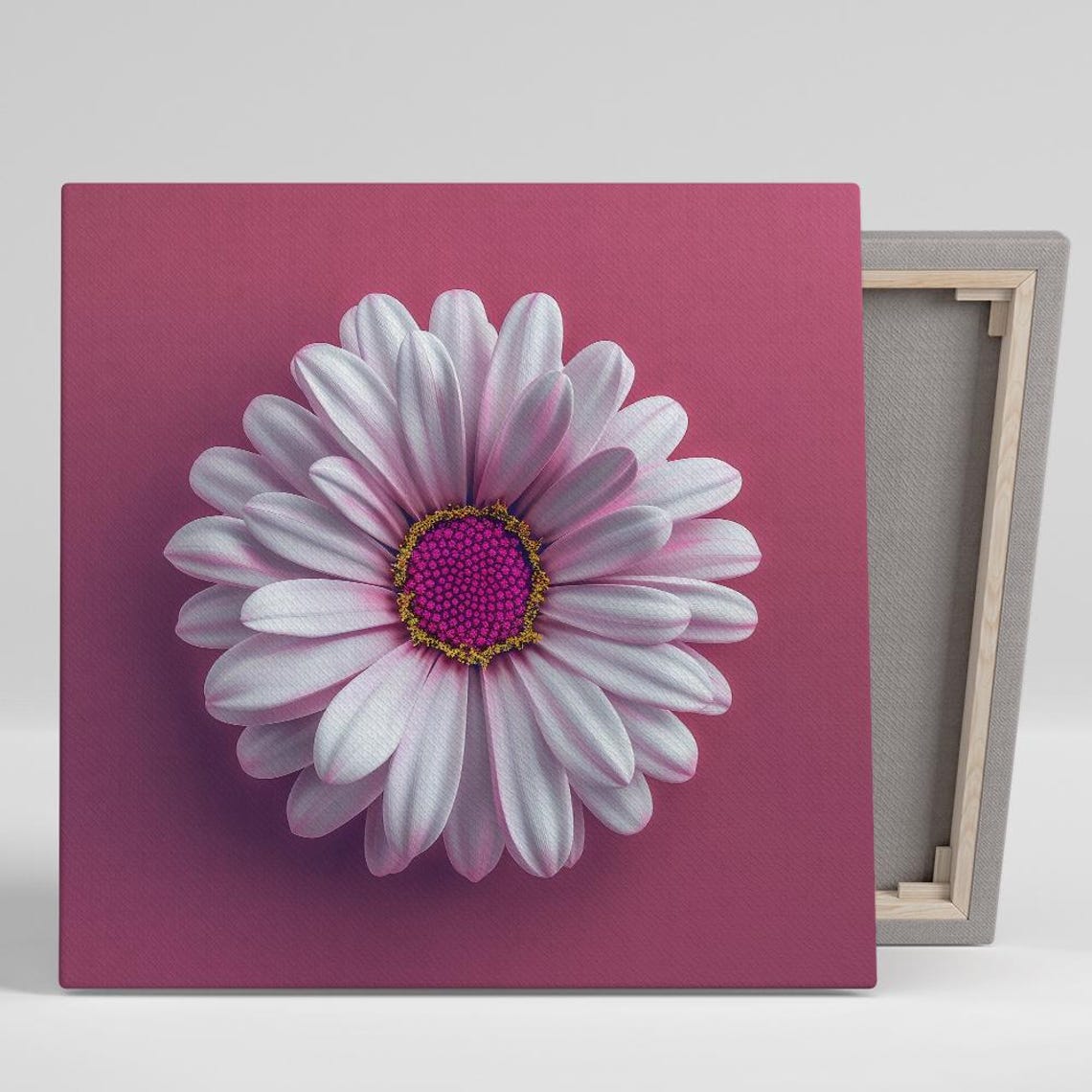 White Daisy Pink Blush Magenta Background Bold Contemporary Poster