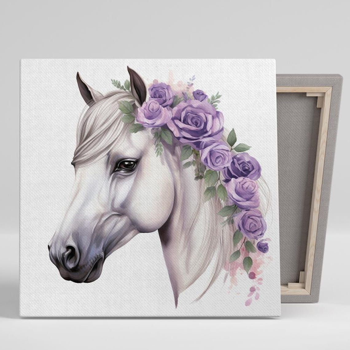 Rose Fantasy Horse Art Or Poster Floral Whimsical Bohemian Decor Bedroom Living Room Nursery Girls Room Art Purple White Pink