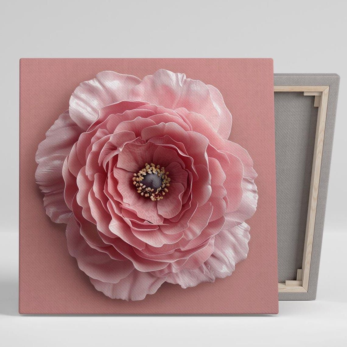 Soft Pink Ranunculus Macro Tonal Pink Background Glam Floral Poster