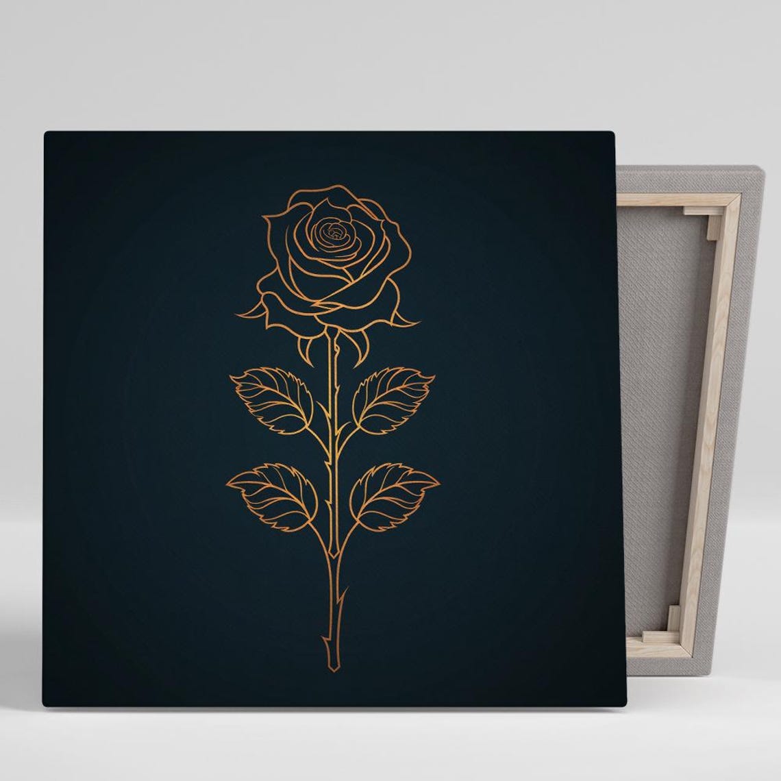 Gold Rose Line Art Black Minimalist Elegant Modern Floral Print