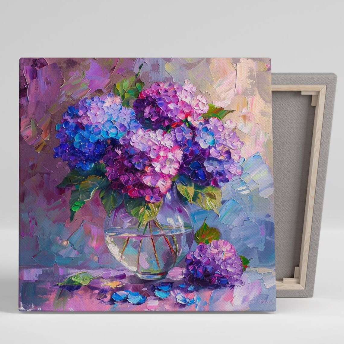 Hydrangea Floral Impressionism Art Print, Living Room