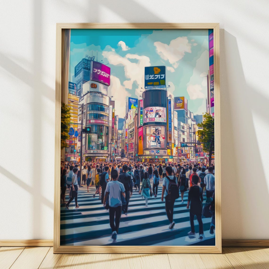 Shibuya Crossing Daytime Crowd Scramble Tokyo Street Art Poster