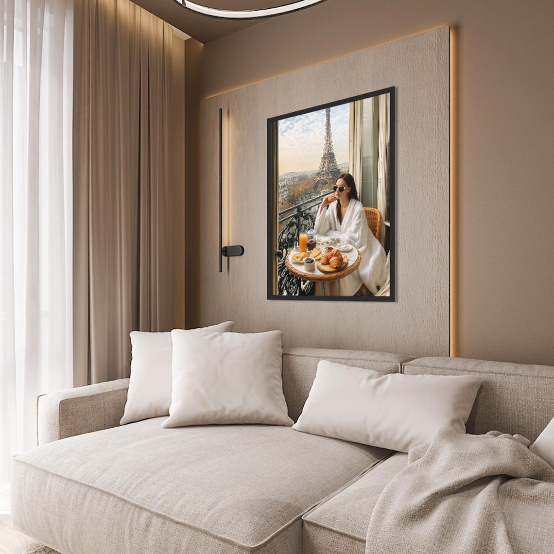 Paris Breakfast Balcony Eiffel Tower View Morning France Poster - Image 2