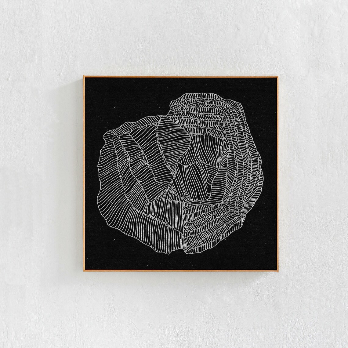 Abstract Line Drawing, Black Square Wall Art Print