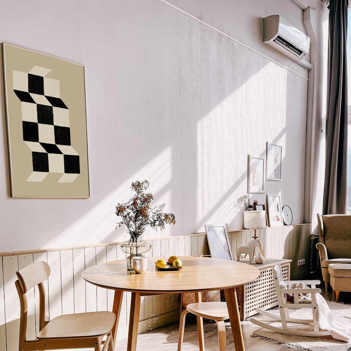Abstract Checkered Poster, Boho Scandi Decor - Image 2