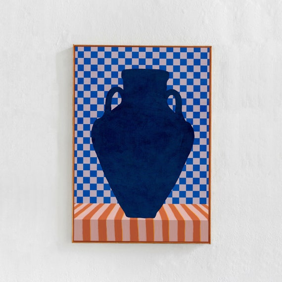 Checkered Vase - Scandi Modern Art
