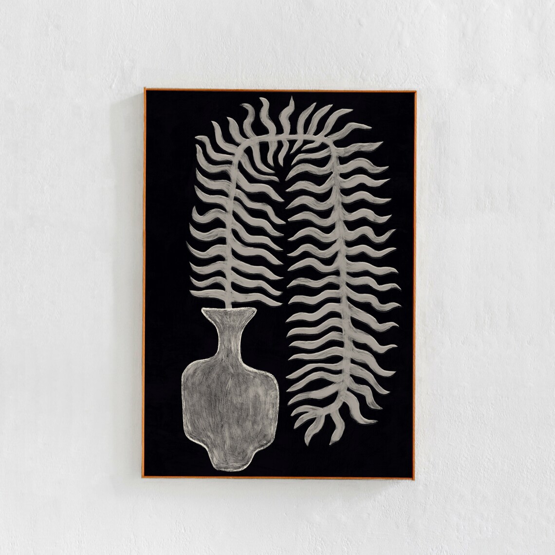 Fern In A Vase Black And White Scandi Boho Art Print