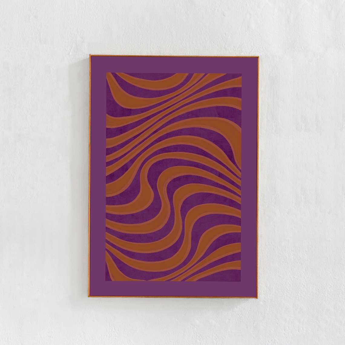 Purple And Orange Abstract Art Print, 60s 70s Style