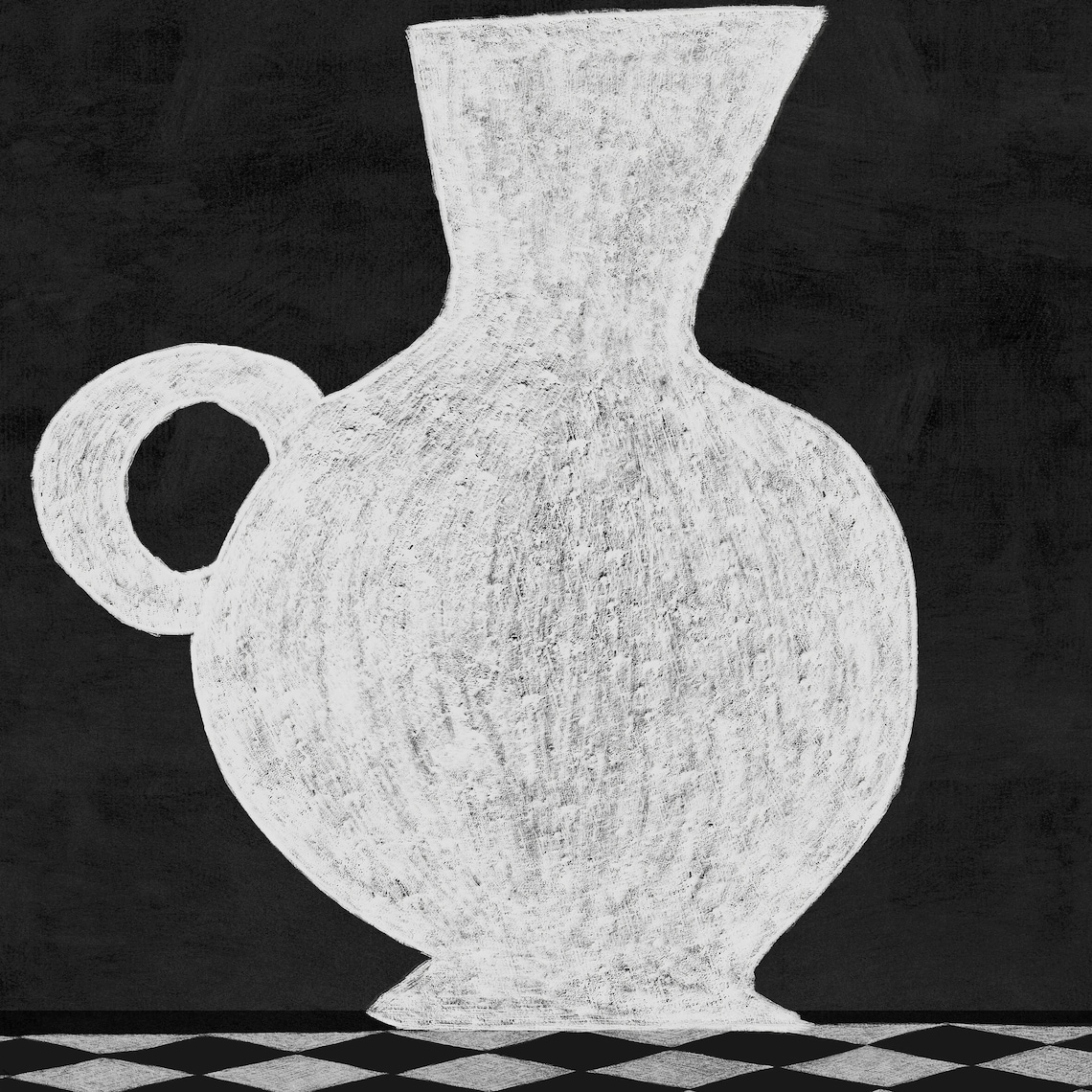 Scandi Modern Checkered Vase Illustration Poster - Image 2